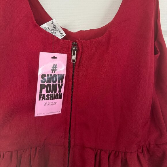 NWT, Showpo. Women's Bubbly Layered Mini Dress with Straps, Color Red, Size 10 - Picture 8 of 13